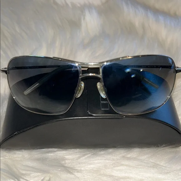 Oliver Peoples Silver and Blue Aviator Sunglasses - Picture 5 of 14